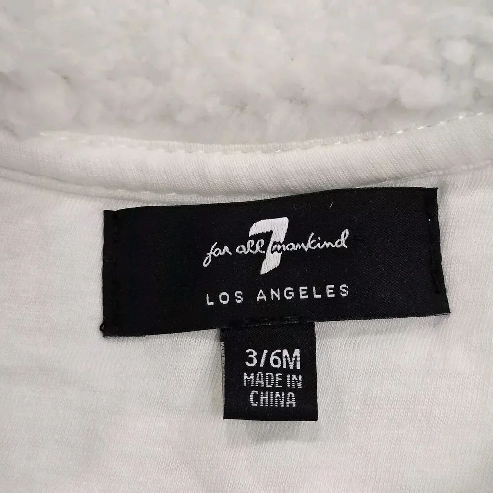 7 For All Mankind Infant Bodysuit White Sherpa Fleece Zipper Garage Guard Unisex